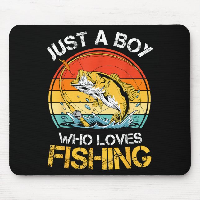 Ein Junge, der Angelwitze liebt, Jungen Fischer B Mousepad (Vorne)
