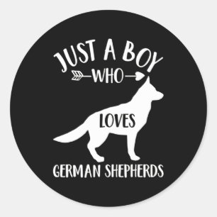 Ein Junge, der deutsche Hirte Liebe Runder Aufkleber