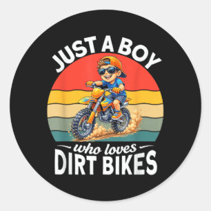 Ein Junge, der Dirt Bikes Motocross Enduro Kinder Runder Aufkleber