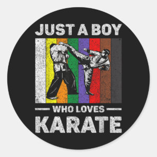 Ein Junge, der Karate liebt Vintage Taekwondo Kara Runder Aufkleber