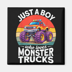 Ein Junge, der Monstertrucks liebt Lustige Kinder Magnet