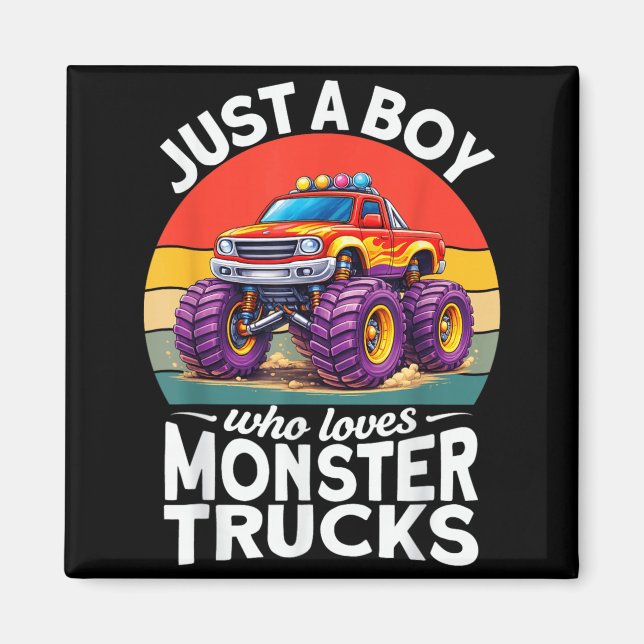 Ein Junge, der Monstertrucks liebt Lustige Kinder  Magnet (Vorne)