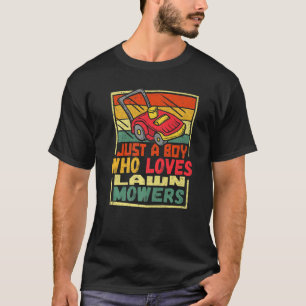 Ein Junge, der Rasenmäher liebt Retro-Rasenmähen G T-Shirt