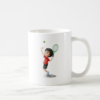 Ein Junge, der Tennis spielt Tasse