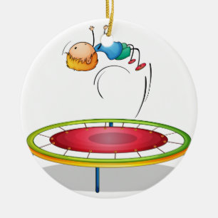 Ein Junge, der Trampoline spielt Keramikornament