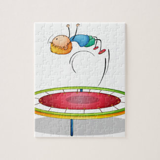 Ein Junge, der Trampoline spielt Puzzle