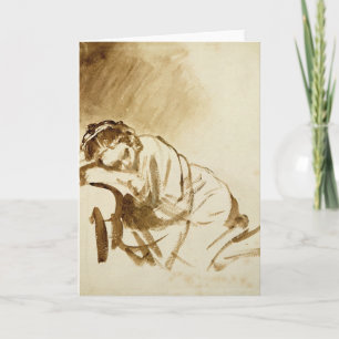 Ein junge Frauen-Schlafen c.1654 Karte