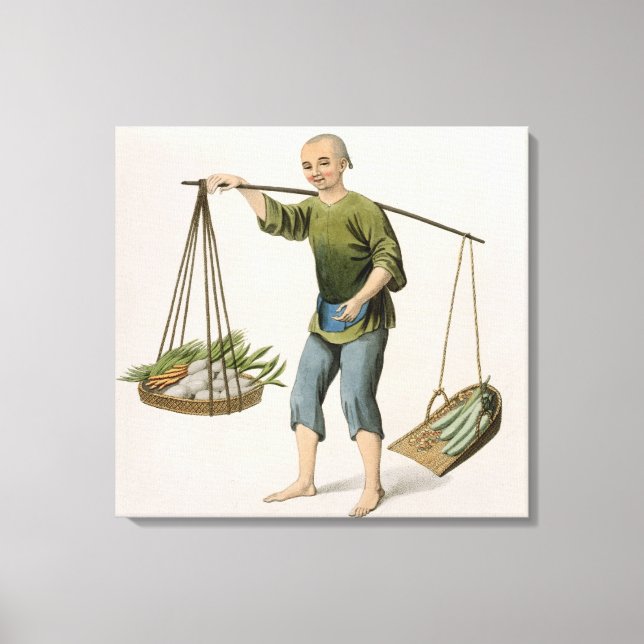 Ein Junge mit Gemüse, Platte 54 von "Die Kostüme Leinwanddruck (Vorderseite)