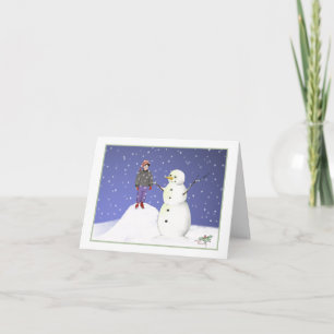 Ein Junge und ein Schneemann Karte