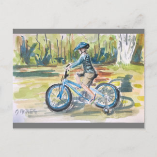 Ein Junge und sein Fahrrad Postkarte