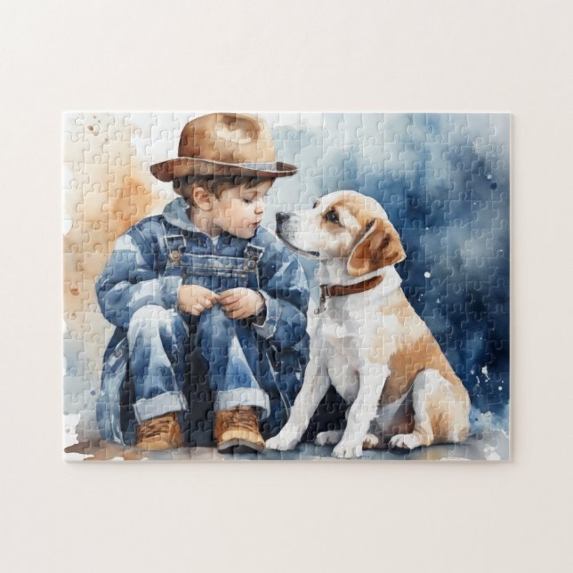 Ein Junge und sein Hund Puzzle (Horizontal)