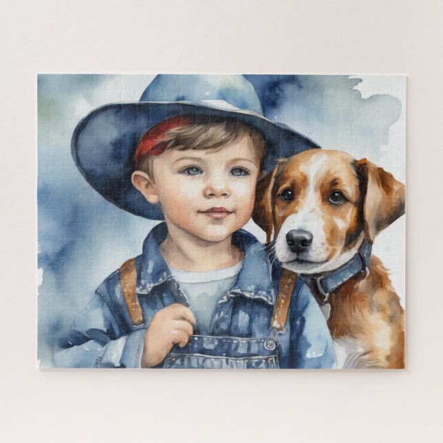 Ein Junge und sein Hund Puzzle (Horizontal)