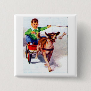 Ein Junge und sein Hundewagen Button