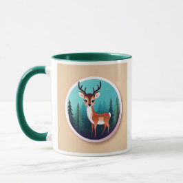 Ein junger Hirsch beobachtet die Natur vor dem Wal Tasse