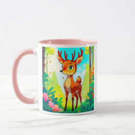Ein junger Hirsch spaziert in einem Regenwald Tasse