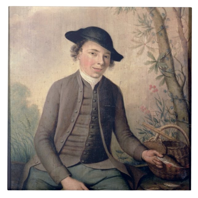 Ein junger Mann-ausweidender Fisch, 1782 (Platte) Fliese (Vorderseite)