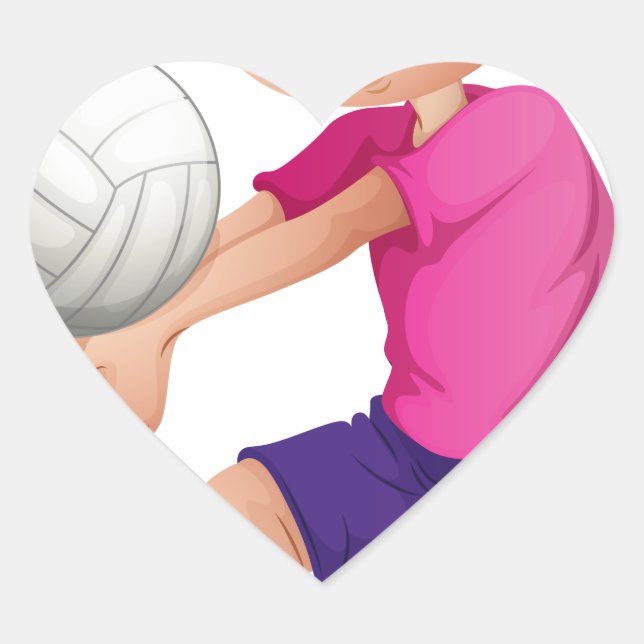 Ein junger Mann spielt Volleyball Herz-Aufkleber (Vorderseite)
