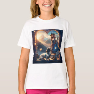 Ein junges Alpenmädchen und ihre liebende Dackel T-Shirt