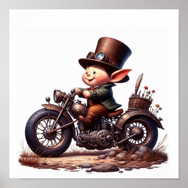 Ein junges glückliches Kind mit einem Steampunk-Mo Poster (Vorne)