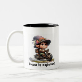Ein junges glückliches Kind mit einem Steampunk-Mo Zweifarbige Tasse