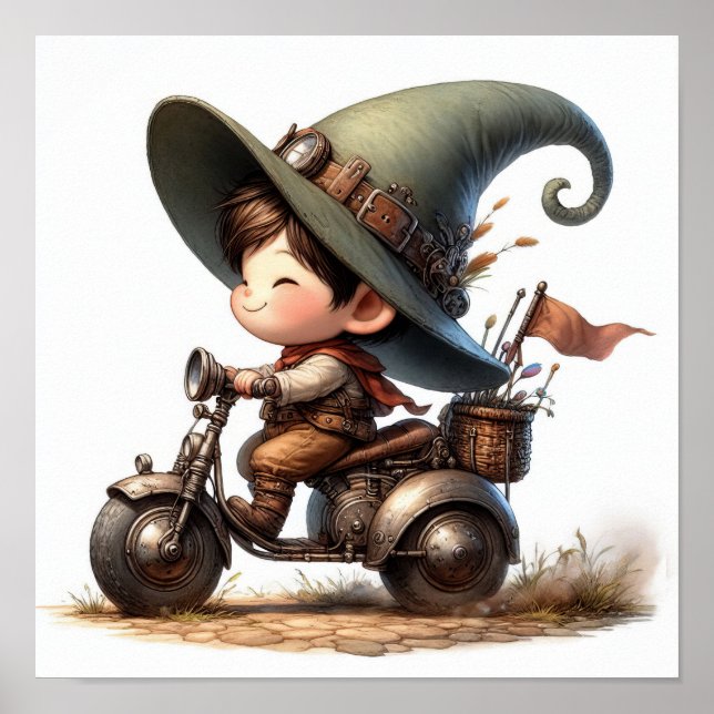 Ein junges glückliches Kind mit einem Steampunk-Sc Poster (Vorne)