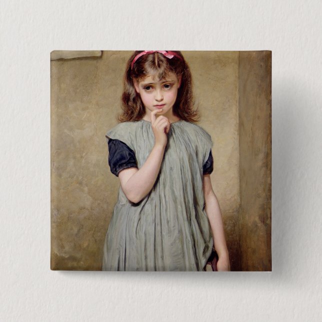 Ein junges Mädchen im Klassenzimmer, 1876 (Öl auf Button (Vorderseite)