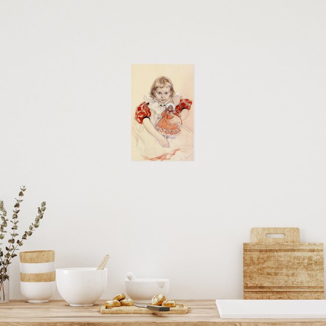 Ein junges Mädchen mit einer Puppe, feine Kunst, Poster (Küche)