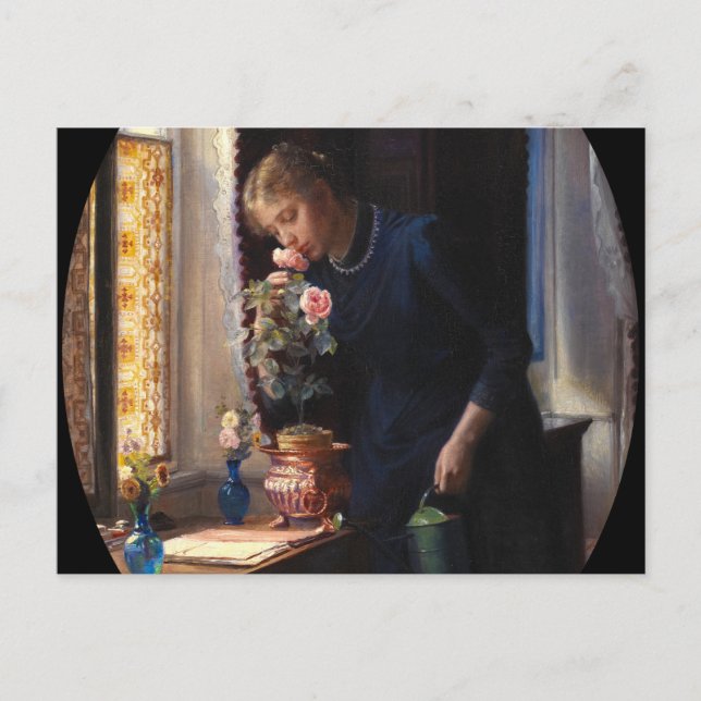 Ein junges Mädchen nach einer Rose von Carl Bloch Postkarte (Vorderseite)