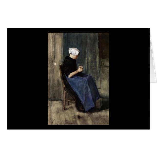 Ein junges Scheveningen-Frauen-Stricken (Vorderseite (Horizontal))