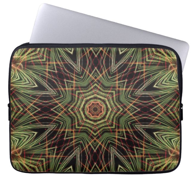 Ein Kaleidoskop eines grünen Laptop-Case 13 Zoll Laptopschutzhülle (Vorderseite)