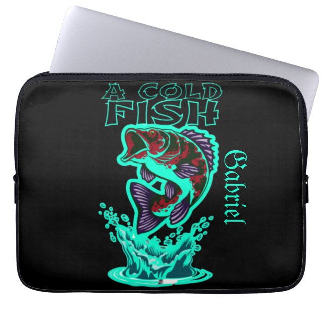 ein kalter Fisch mit cooler Kunst, personalisiert Laptopschutzhülle (Vorderseite)