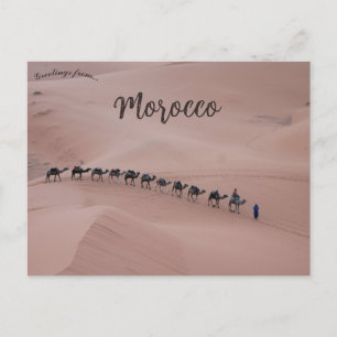 Ein Kamelzug in Merzouga Marokko Postkarte