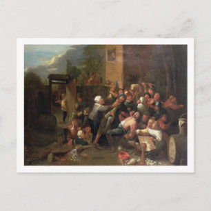 Ein Kampf außerhalb einer Taverne Postkarte