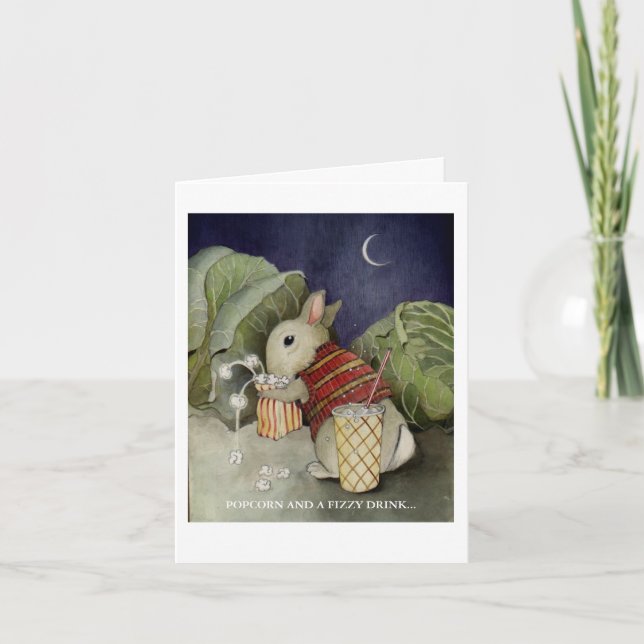 Ein Kaninchen genießt einen Imbiss Karte (Vorderseite)