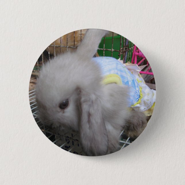 Ein Kaninchen in einem Kleid Button (Vorderseite)