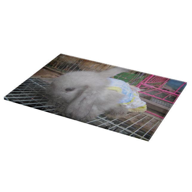 Ein Kaninchen in einem Kleid Schneidebrett (Ecke)