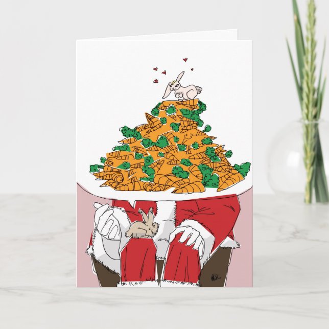 Ein Kaninchen Weihnachtswunsch Feiertagskarte (Vorderseite)