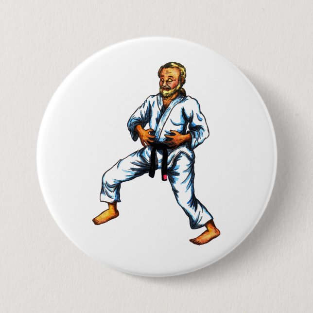 ein Karate-Kämpfer, der Atemübungen in Button (Vorderseite)