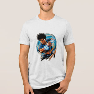 Ein Karate-Kämpfer umgeben von einer Energieaura Tri-Blend Shirt