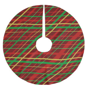 Ein Kariertes Weihnachtsfest - rot, grün, goldgelb Polyester Weihnachtsbaumdecke