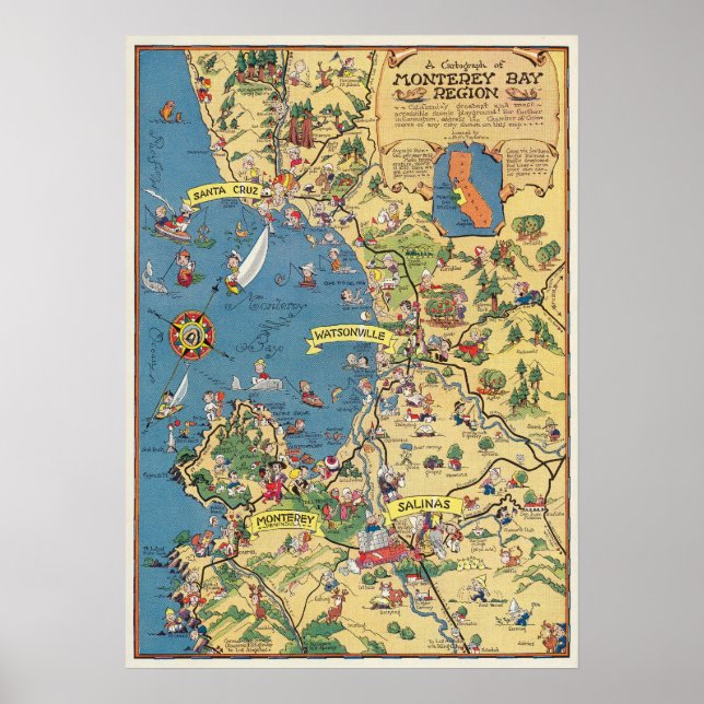 Ein Kartograph der Region Monterey Bay Poster (Vorne)
