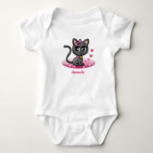 Ein Kätzchen und eine Dusche rosa Herzen personali Baby Strampler