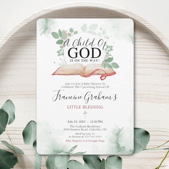 Ein Kind der Babydusche Gottes Einladung (Honour God’s blessing with this elegant, faith-inspired baby shower invitation.)