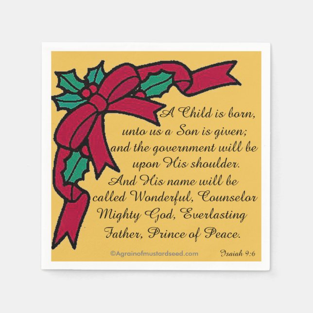 Ein Kind ist geborene Schrift Weihnachten Serviette (Vorderseite)