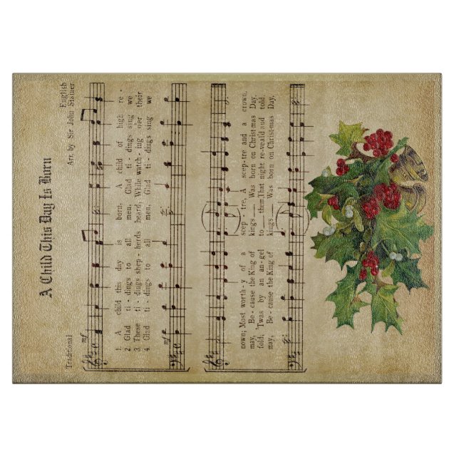 "EIN KIND IST HEUTE GEBOREN" Glas Schneidebrett (Vorderseite)