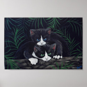 Ein-Kind-Tuxedo-Katzen malen von Darie Poster