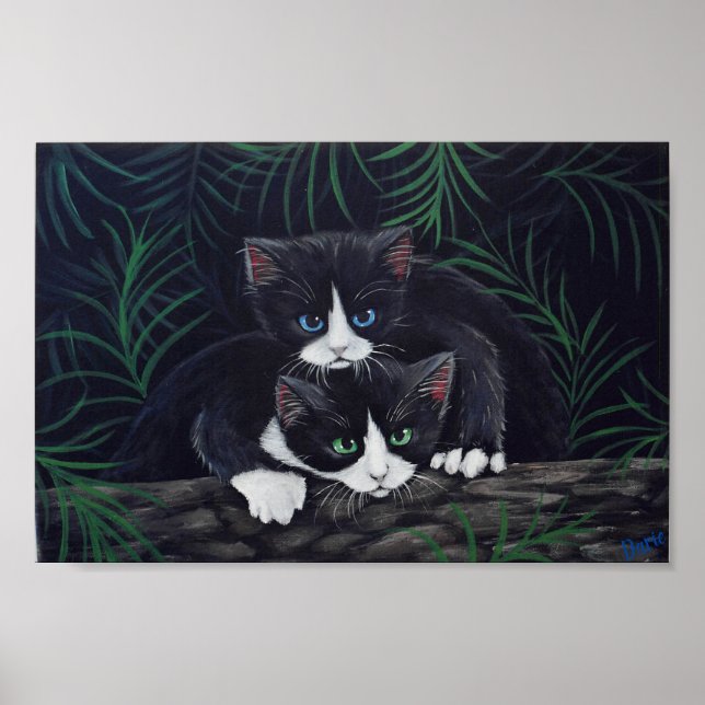 Ein-Kind-Tuxedo-Katzen malen von Darie Poster (Vorne)