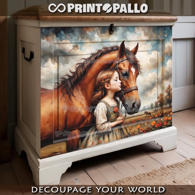 Ein Kind und ihr Pferd: eine Liebe Seidenpapier (Von Creator hochgeladen)