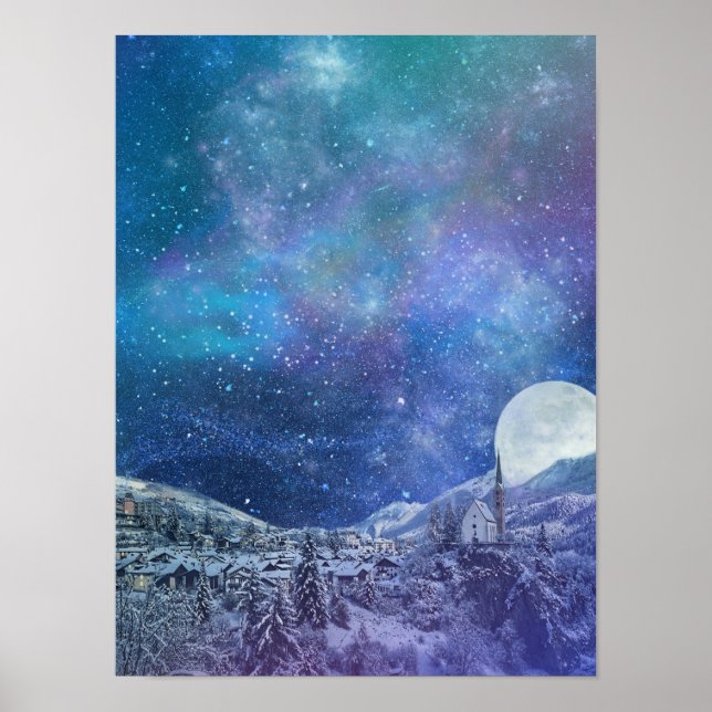 Ein klares Winternachtposter Poster (Vorne)