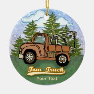 Ein klassischer alter Abschleppwagen Keramik Ornament